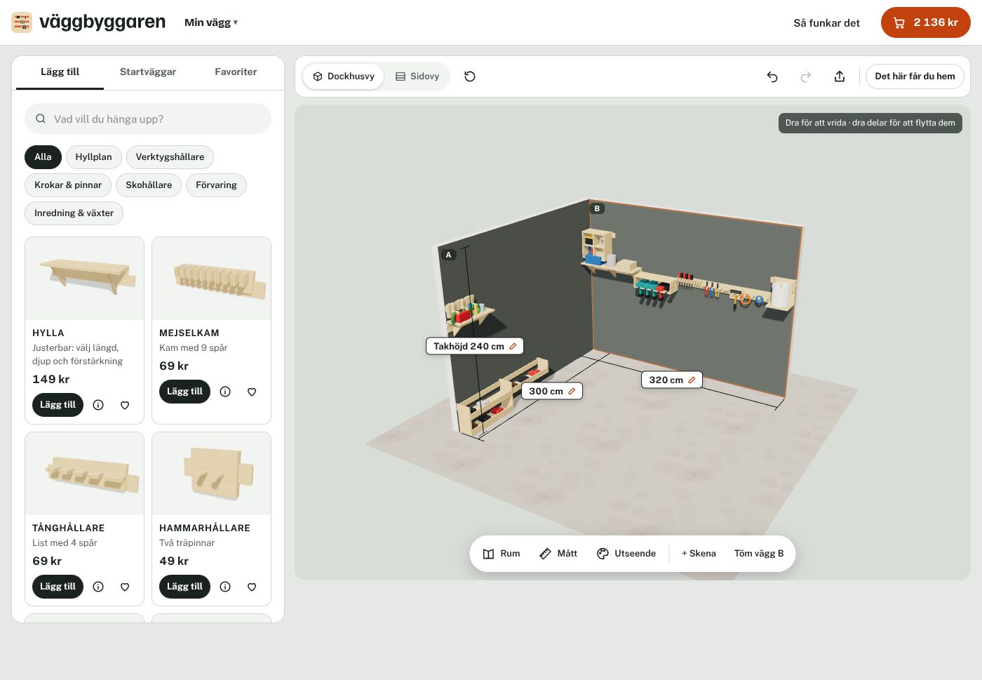 Planeraren med rummet i 3D